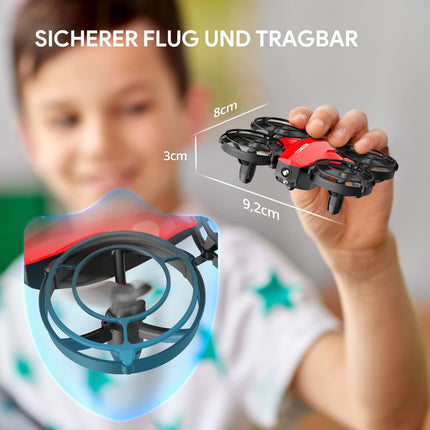 Tomzon mini drone for children beginners RC quadcopter with 24min long flight time, combat drone with 360° propeller protection, aircraft remote controlled toy drone throwing go/3D flip/circular flight, nano drone
