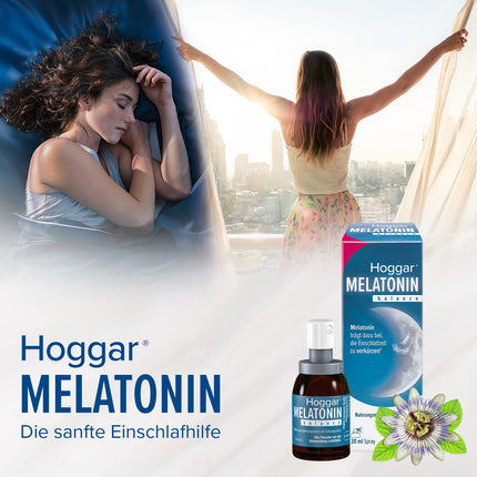 Hoggar MELATONIN balance - Sleep Spray - Food supplement with melatonin to shorten the time it takes to fall asleep and to relieve jet lag - with vitamin B6 - 20 ml spray
