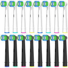 16 pieces brush heads compatible with Oral B brush heads, professional brush heads suitable for Oral B electric toothbrushes, 8 white and 8 black.
