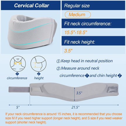 Neck Brace for Neck Pain and Support, Soft Neck Support Relieves Spinal Pain and Pressure for Women and Men, Foam Cervical Collar (M, 8.7 cm Deep Collar)