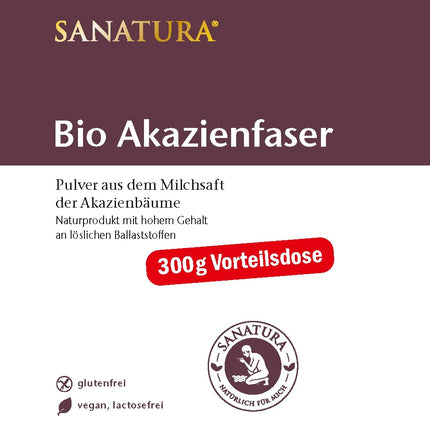 Sanatura Acacia Fiber Powder Organic – 300 g – valuable fiber source from acacia fiber – soluble fiber – vegan, gluten-free and fructose-free – well tolerated