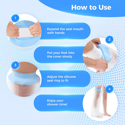AMSGANK Shower Protector Leg, Waterproof Leg Cast Protector Reusable Waterproof Cast Bandage for Broken Toe Ankle Burn Keep Wounds Dressings Dry - Adult