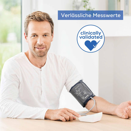 Beurer BM 27 upper arm blood pressure monitor with cuff fit control, clinically validated, for upper arm circumferences of 22-42 cm, risk indicator, arrhythmia detection, notification of application errors