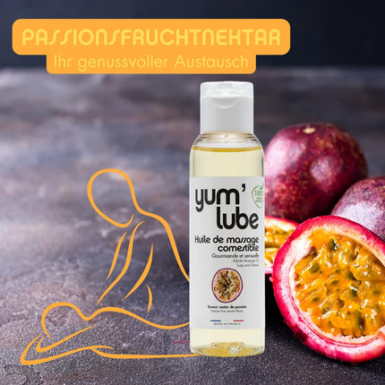 Yum'Lube | Sex &amp; erotic massage oil for massage &amp; intimate | Body oil with passion fruit | Massage oil intimate suitable as sex oil | Massage oil for intimate areas &amp; massage oil sex intimate area