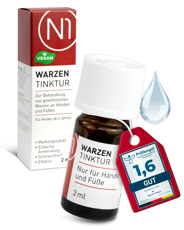 N1 Wart Tincture 2ml - Effective Wart Remover [Medical Device] - Easy to use &amp; painless - Only once a week - Ideal wart remedy for pedunculated, verrucas &amp; common warts
