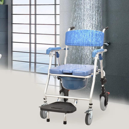 Commode Chair with Wheels for Seniors, Multifunctional Shower Chair, Folding Commode Chair with Urine Bucket, Commode Chairs for Elderly and Disabled, Load Capacity 120 kg