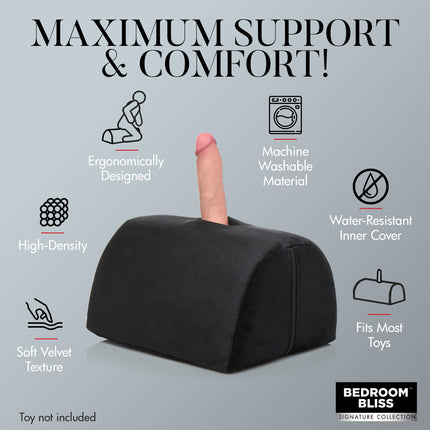 Bedroom Bliss Love Toy Pillow for Men, Women &amp; Couples Great for sexual positioning &amp; deep penetration Saddle style mount with toy pocket High density foam Easy to
