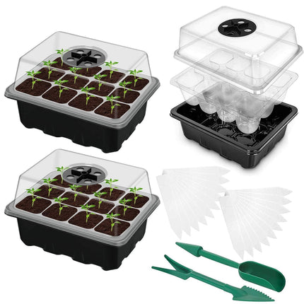 Meanju indoor greenhouse cultivation box, 3 pieces 36 cells mini greenhouses cultivation, cultivation trays cultivation set, cultivation trays seedling with lid, plastic cultivation trays for farm and courtyard