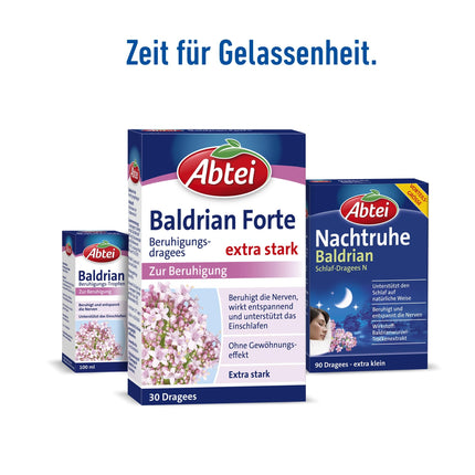 Abtei Valerian Forte - herbal, from valerian root - for calming and for sleep disorders - non-habit-forming - 30 coated tablets