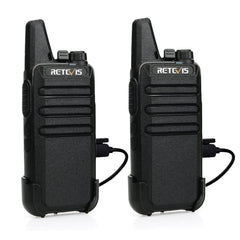 Retevis RT622 Walkie Talkie Mini, PMR446 Professional 2-Way Radio for Long Distance, VOX, Rechargeable Car Walkie Talkie for Adults, Camping (Black, 1 Pair)