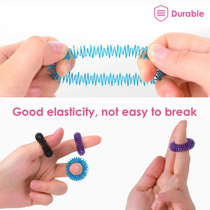 8 Piece Acupressure Ring Set, Massage Rings for Finger Acupressure Ring, Massage Ring for Stress Reducer and Promoting Blood Circulation, Finger Massage or Toe Massage