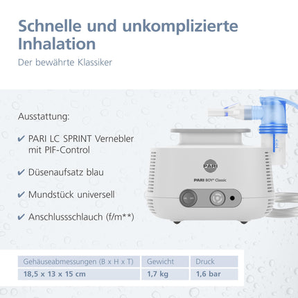 Pari 130 g1200 Boy Classic, inhaler for the treatment of respiratory diseases, for children from 4 years and adults