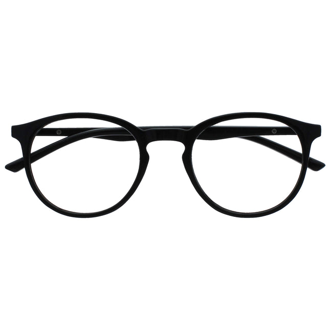 OPULIZE Met Glasses Blue Light Filter Slim Round Frame Spring Hinges Improves Sleep Computer Glasses Gaming Anti-Glare Black Men Women B60-1 +0.00