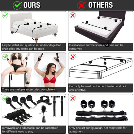 BDSM bondage sex toys for couples extreme sex, hanging door cuffs toy with adjustable bed cuffs handcuffs ankle cuffs feather whip and blindfold erotic bondage set for beginners