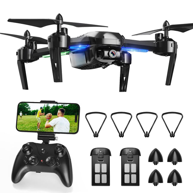 Wipkviey Drone with 1080P HD Camera, T6 FPV RC Quadcopter with 2.4G WiFi Transport Live Video, Altitude Hold, Headless Mode, 2 Batteries, 28-32 Min Flight Time, for Adults Beginners