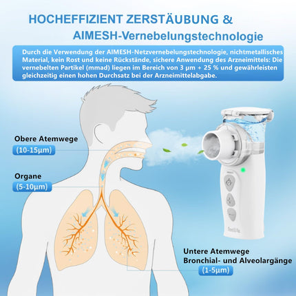FEELLIFE Inhaler Children Inhaler Adult Nebulizer Inhaler Baby Rechargeable Quiet Handheld Inhaler Air Pro VIII with AIMESH Technology for Children Adults Baby