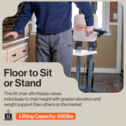 SuperHandy Electric Floor to Stand Lift for Seniors and People with Disabilities - up to 227 kg Weight Cap, Standing Aid, Portable, Adjustable, Ergonomic Design, Easy Storage [for
