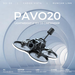 BETAFPV ELRS Pavo20 Brushless Whoop Quadcopter Lightweight 3S Cinewhoop with HD Digital Bracket, F4 2-3S 20A FC, 1103 8500KV Motor, COB LED Strip, for HD Digital VTX like DJI, Flight Indoors Outdoors