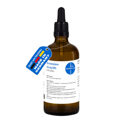 Citric acid solution 50% I 1x 100 ml I HERRLAN quality I Made in Germany
