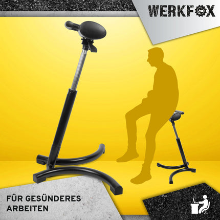 Werkfox® Standing Stool Ergonomic Height-Adjustable Stool; Standing Aid Workshop Stool Standing Chair for Desk, Office, Industry