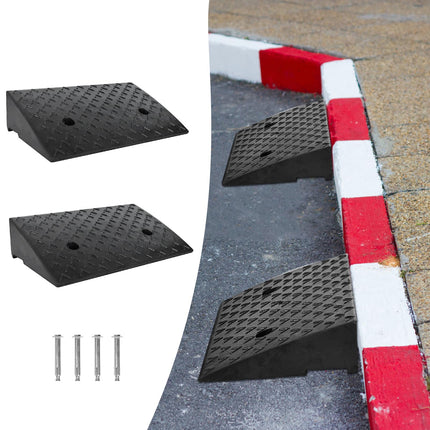 NAIZY 2pcs Curb Ramp Rubber 10cm High Door Threshold Ramp Portable Rubber Ramp Non-Slip Access Ramp Door Threshold for Car, Wheelchair
