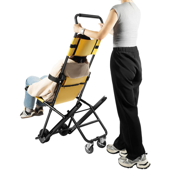 Manual elevator stair chair stair lift foldable stair lift folding stair chair withstands 350.53 lbs emergency stair climbing wheelchair aluminum portable daily transfer folding evacuation chair
