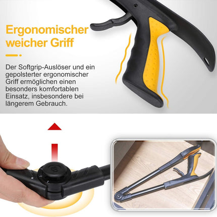 Jellas Foldable Grabber, 0°- 180° Angled Arm, 360° Rotatable Head, 80cm Long Reaching Tool with Magnetic Tips for Garbage Disposal, Waste Collection, Arm Extension, RGSF01 (Yellow)