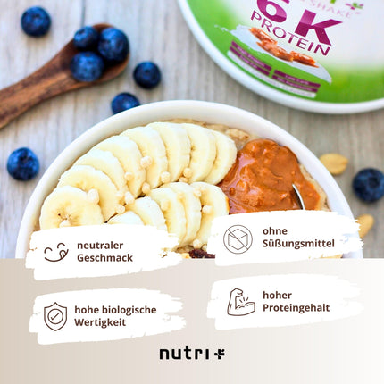 Nutri + Protein Powder Neutral 1 kg - 80% protein - sugar-free + fat-free - protein powder without sweetener, flavor - ideal for baking - 1000 g Natural