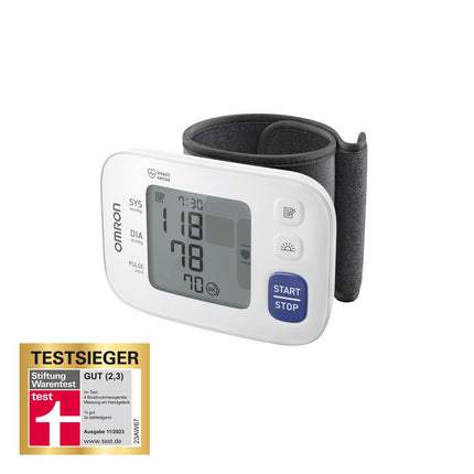 OMRON RS4 Automatic Wrist Blood Pressure Monitor, test winner Stiftung Warentest 11/2023, clinically validated, with memory, positioning sensor for accurate measurement, cuff fit control