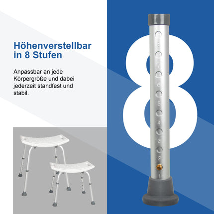 Akriva height-adjustable shower stool - non-slip, stable and comfortable - lightweight bathroom stool - shower seat for shower (universal shower stool)
