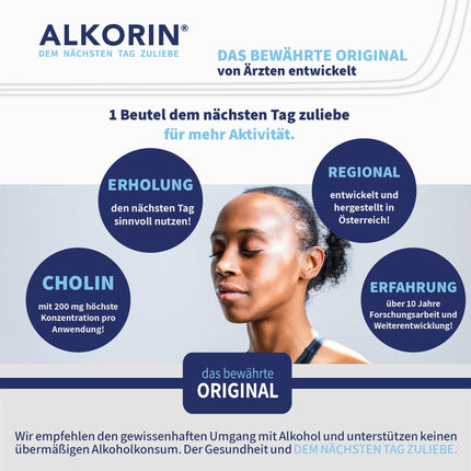 ALKORIN – the proven original | 10 uses | For the sake of the next day | Supports liver function with choline | Base powder | important electrolytes, minerals, and vitamins
