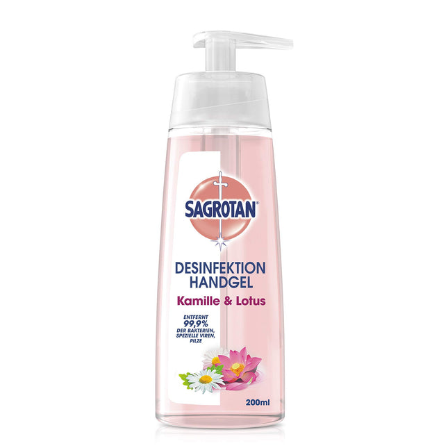 Sagrotan Hand Disinfectant Gel Chamomile &amp; Lotus – Disinfectant for hands in a dispenser – 1 x 200 ml gel
