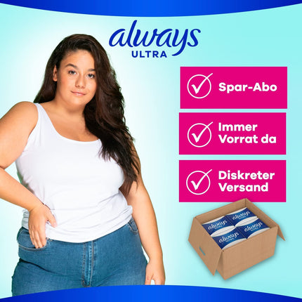 Always Ultra Women's Pads Size 1, Cotton Protection Normal, 66 sanitary pads with wings (3 x 22 pads), monthly pack, ultra-thin and super absorbent