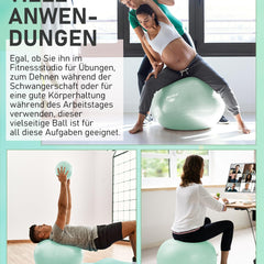 PhysKcal 65cm Light Turquoise Thick Exercise Ball and 23cm Pilates Ball Set, Anti-Burst Exercise Ball, Anti-Slip Seat Ball, Balance Ball, Yoga Ball for Home, Gym and Office