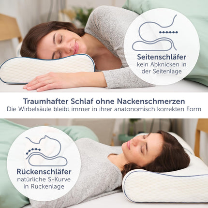 Blumtal neck support pillow - orthopedic pillow - memory foam pillow - Oeko-TEX certified pillow for neck pain - ergonomic pillow for side sleepers - neck pillow for bed - neck pillow