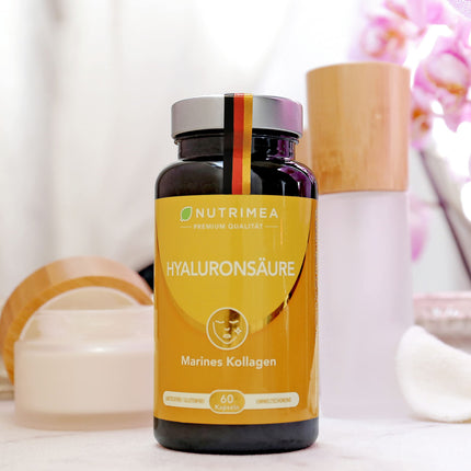 Hyaluronic Acid Collagen Complex | Premium Hyaluronic Acid Enriched with Vitamin C + Vitamin A | 60 High-Dose Capsules | For smooth skin, anti-aging &amp; joints