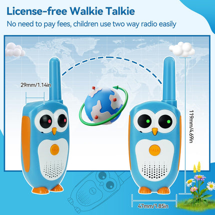 Retevis RT30 Walkie Talkie for Kids, Cartoon Owl Walkie Talkie for Kids Ages 8 and Up, Gifts for Kids, Camping Family Game (Blue, 2 PCS)