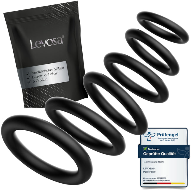 Levosa® Penis Ring Set for Harder Erections and More Stamina - 6 Stretchy Penis and Testicle Rings for Men - Sex Toy for Couples - Brand from Hamburg