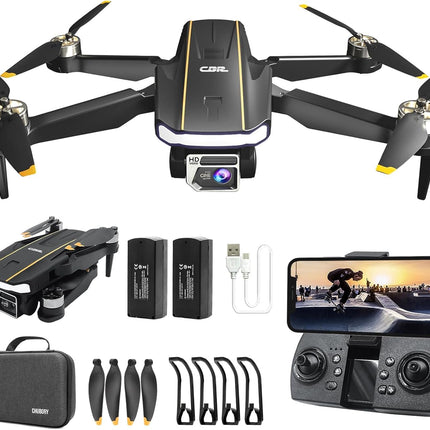 Rugged Brushless Motor Drone with Camera for Beginners, CHUBORY A68 WiFi FPV Quadcopter with 2K HD Camera, Auto Hover, 3D Flips, Headless Mode, Trajectory Flight, 2 Batteries