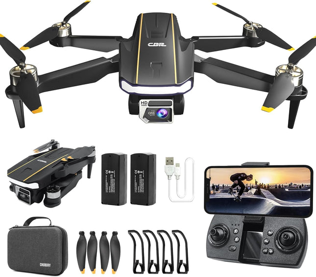 Rugged Brushless Motor Drone with Camera for Beginners, CHUBORY A68 WiFi FPV Quadcopter with 2K HD Camera, Auto Hover, 3D Flips, Headless Mode, Trajectory Flight, 2 Batteries