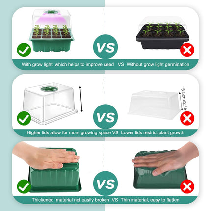 Yozexin Indoor Greenhouse Propagator with Plant Lamp, 5-Piece Mini Greenhouse Propagation Set, Greenhouse Propagation Tray with Raised Lid, for Plant Growth and Seed Germination