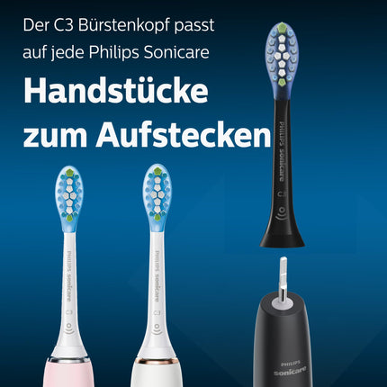 Philips Sonicare Original C3 Premium Plaque Defense Standard sonic toothbrush heads - 4-pack in black (model HX9044/33)