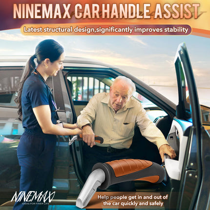 NINEMAX Car Exit Aid for Seniors, 2 Grab Handles for Cars for Disabled Pregnant Women (Black/Orange)