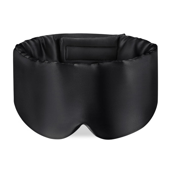 OLESILK 100% Mulberry Silk Sleep Mask Eye Mask with Adjustable Headband for Men and Women, Large Sleep Mask and Blindfold for Nighttime Sleep, Travel and Naps, Black