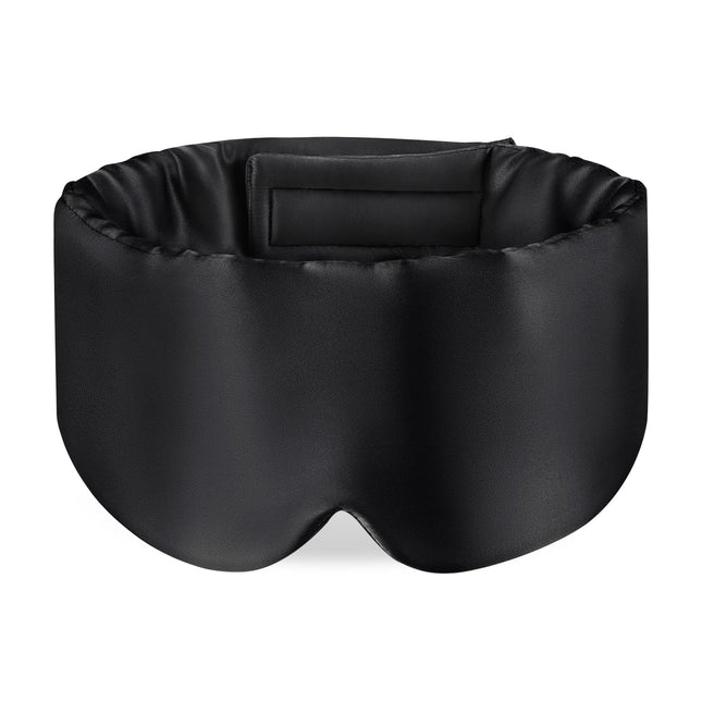 OLESILK 100% Mulberry Silk Sleep Mask Eye Mask with Adjustable Headband for Men and Women, Large Sleep Mask and Blindfold for Nighttime Sleep, Travel and Naps, Black
