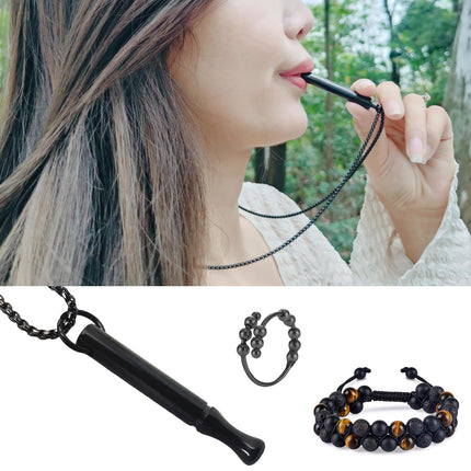 Carreneu Necklace Smoke-Free Smoking Cessation Aid Necklace Smoke-Free Original Smoking Cessation Necklace Mindfulness Necklace Relieves Stress and Reduces Anxiety With 1 Bracelet 1 Anxiety Ring