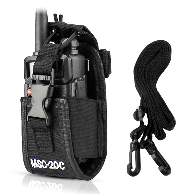 Radio holder walkie talkie radio walkie talkie talkie holster walkie talkie pouch case radio key radio cover universal radio bag with adjustable shoulder strap MSC-20C, black,