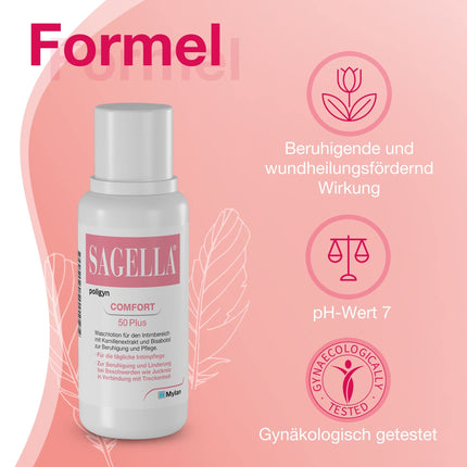 SAGELLA poligyn - Comfort 50 Plus: Intimate wash lotion with chamomile extract and bisabolol, intimate care from menopause, 500 ml