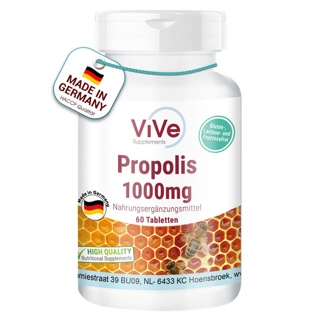 Propolis 1000mg - 60 Tablets - High Dosage | Quality from Germany by ViVe Supplements
