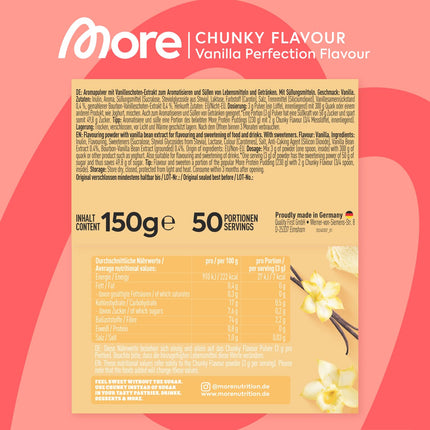 MORE Chunky Flavour, Vanilla Perfection, 150 g, vegan, flavour powder for sweetening, low in sugar and calories, with inulin and lactase - made in Germany